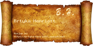 Brtyka Henriett névjegykártya